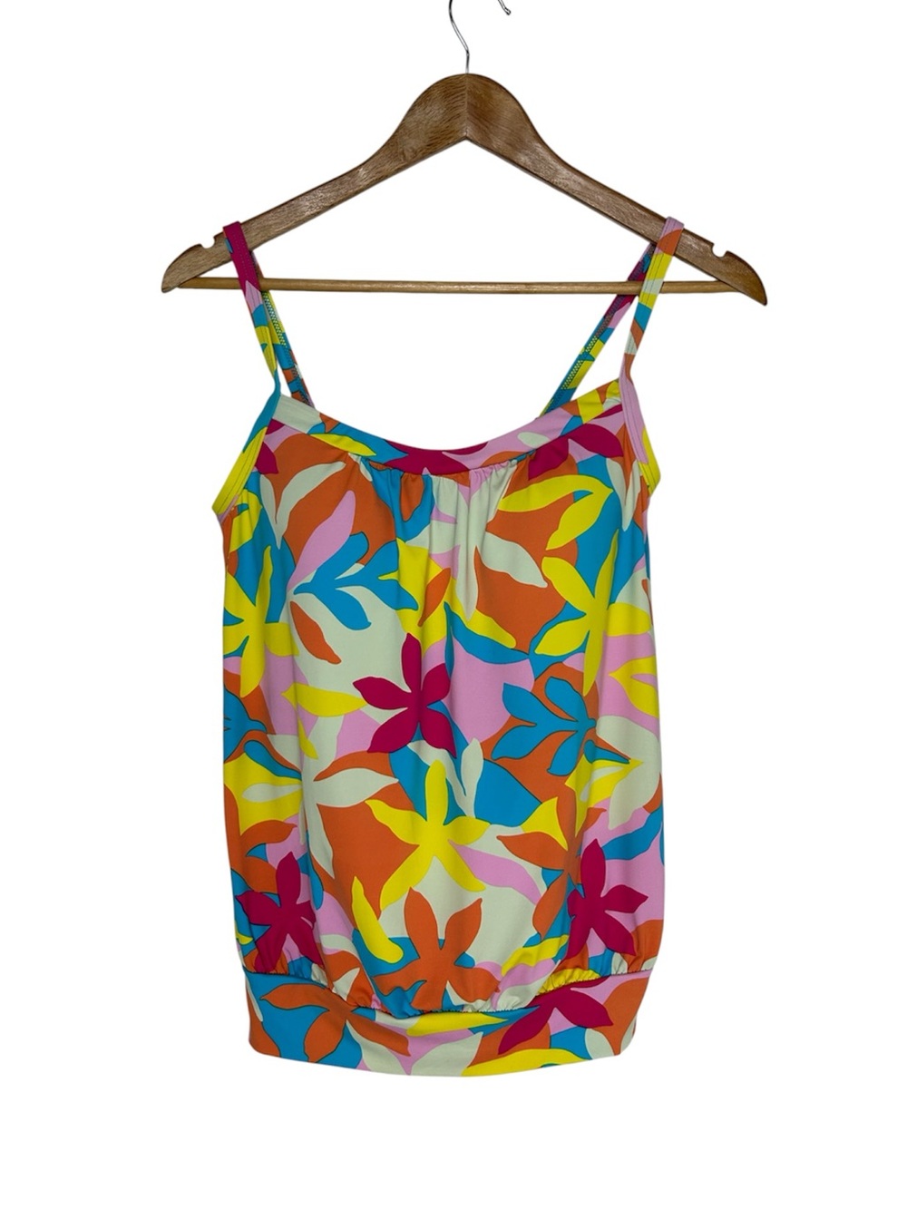 Lands' End Multicolor Floral Print Flutter Style Tankini Top Swimwear 2